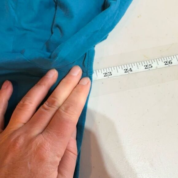 Nomadic Traders Pima Cotton Teal Ruched turtleneck Size XL Lightweight Active - Picture 8 of 8